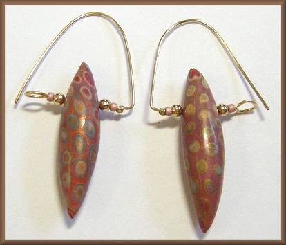 Judy Dunn Shibori Golden Coral Earrings