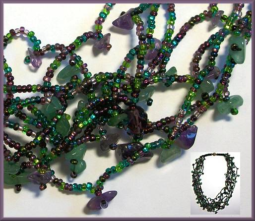 Enchanted Purple/Green Beaded Necklace