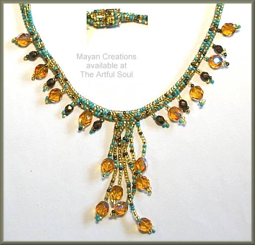Mayan Turquoise/Gold Necklace