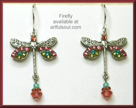 Firefly Mosaic Dragonfly Earrings - Padparadscha