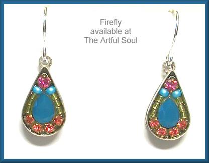 Firefly Teardrop Mosaic Earrings, Carribean Blue