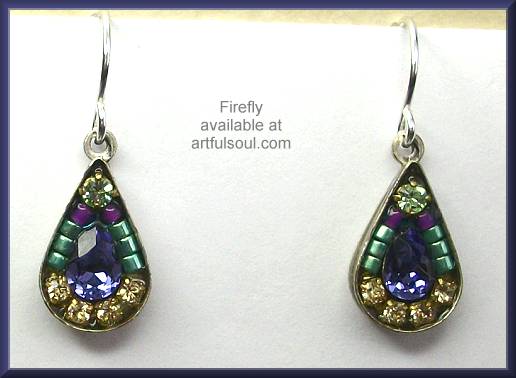 Firefly Teardrop Mosaic Earrings, Lavender