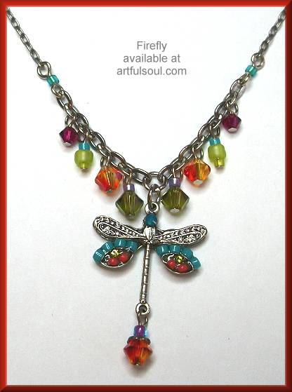 Firefly Mosaic Dragonfly Necklace - Bright Multi