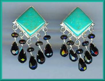 Great Falls Onyx Turquoise Earrings