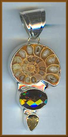 Ammonite Smoky Quartz Pendant