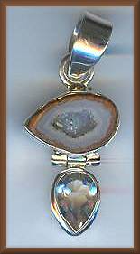 Tiny Drusy Silver Topaz Pendant