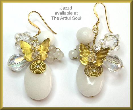 Jazzd Butterfly in White Cluster Earrings