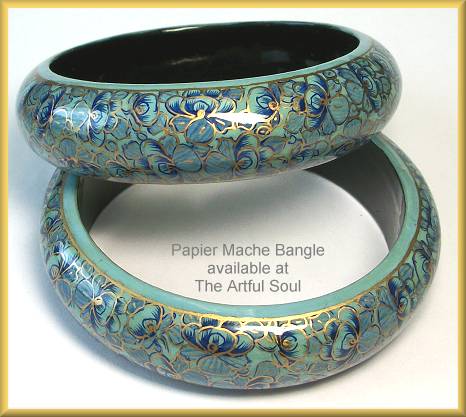 Kashmir Wide Bangle, Aqua Floral