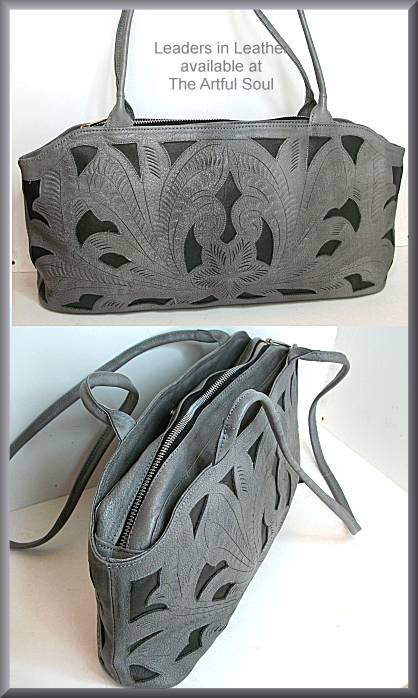 Leaders in Leather Silver/Gray Compartment Bag