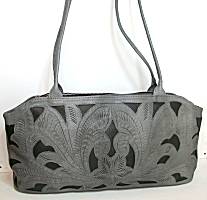 Leaders in Leather Silver/Gray Compartment Bag