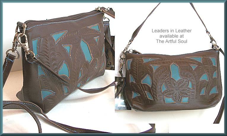 Leaders in Leather Brown/Turquoise Small 2-Straps