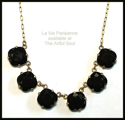 La Vie Golden 6-Stone Jet Necklace