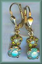 La Vie Golden Small Peruvian Opal Crystal Earrings