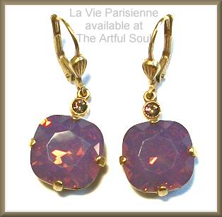 La Vie Golden Lavender Crystal Earrings