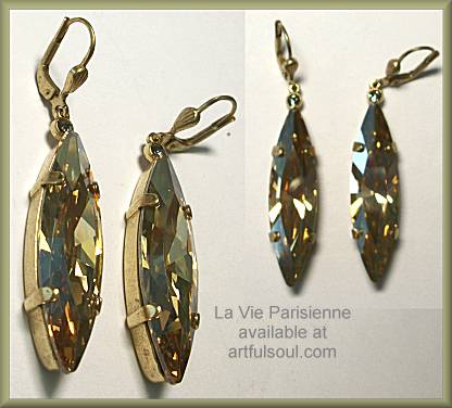 La Vie Golden Marquis Crystal Earrings