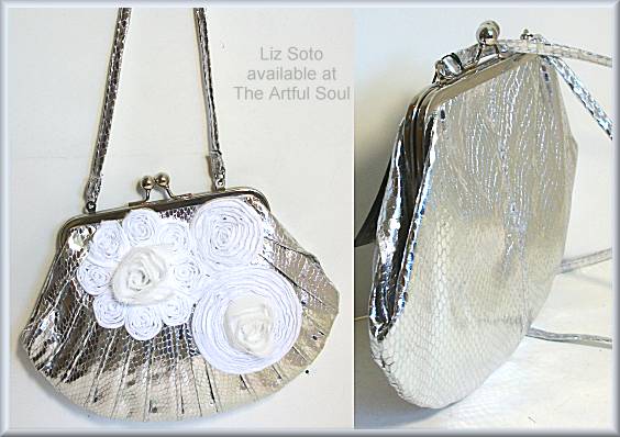Liz Soto Silver White Flower Bag