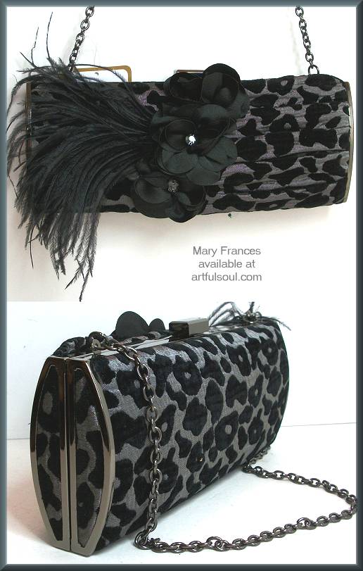 Mary Frances Aria Black/Gray Leopard Clutch