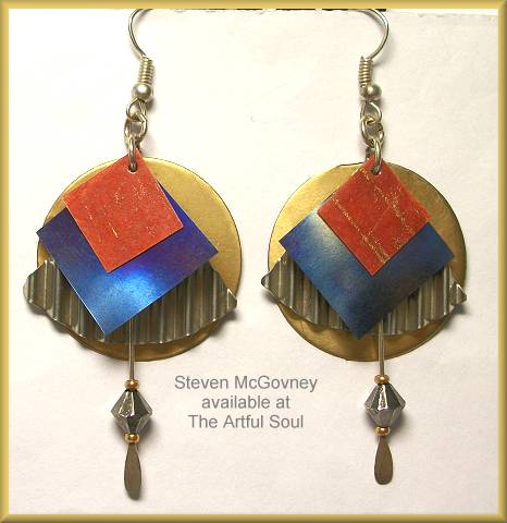 McGovney Kites Red/Blue Corrugated Earrings