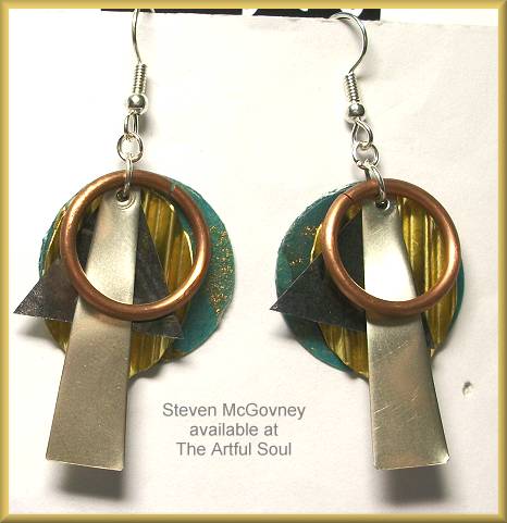 McGovney Trimetal Teal Corrugated Earrings
