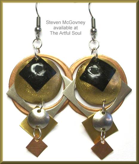 McGovney Black Squared Dome Earrings