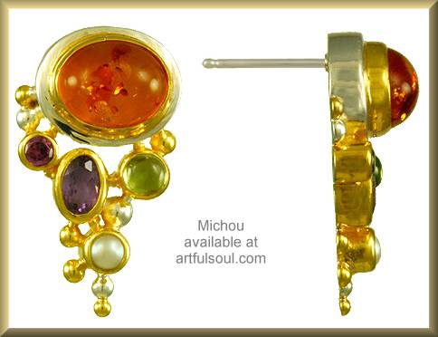 Michou Amber Organic Cluster Earrings