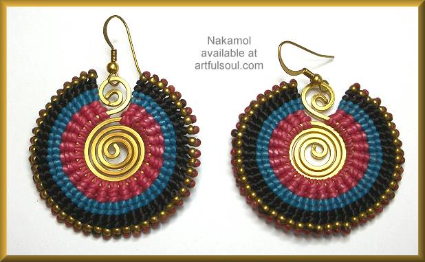 Nakamol Pink/Turquoise Woven Circle Earrings