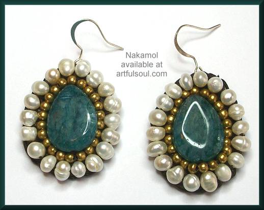 Nakamol Green/Pearl Earrings
