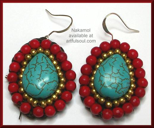 Nakamol Turquoise/Red Earrings