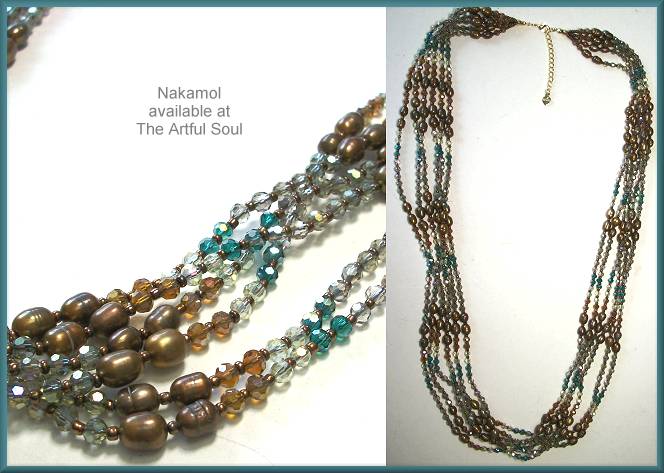 Nakamol Multi-Strand Long Beaded Necklace, Bronze/Aqua