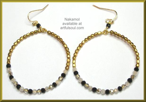 Nakamol Black/White Big Beaded Loop Earrings
