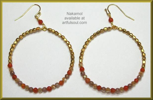 Nakamol Orange Big Beaded Loop Earrings