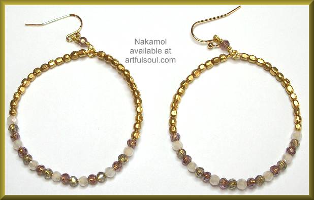 Nakamol White/Gold Big Beaded Loop Earrings