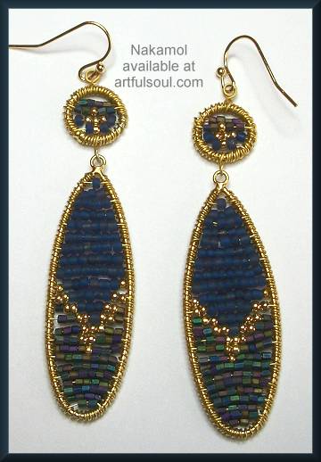 Nakamol Navy/Gold Elongated Earrings