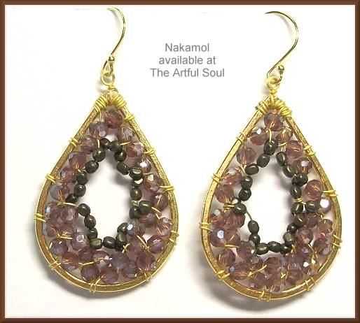 Nakamol Teardrop Earrings, Lavender/Gold