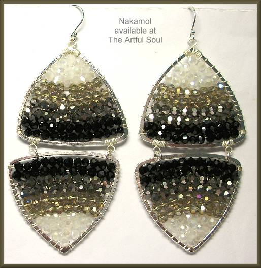 Nakamol Double Triangle Earrings, Black/Silver