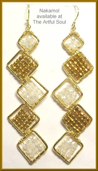 Nakamol Square Steps Earrings, Golden