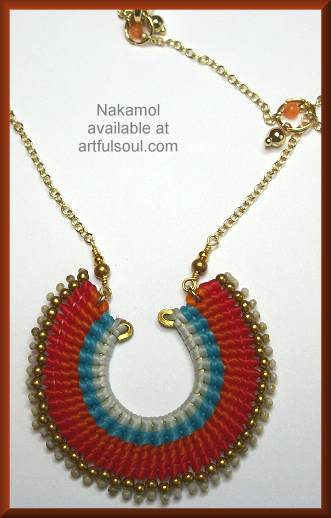 Nakamol Red/Orange/Turquoise Semi-Circle Necklace