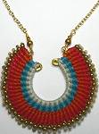 Nakamol Red/Orange/Turquoise Semi-Circle Necklace