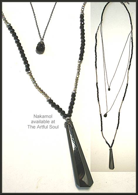 Nakamol Long Multi-Chain Pendant Necklace, Black/Silver