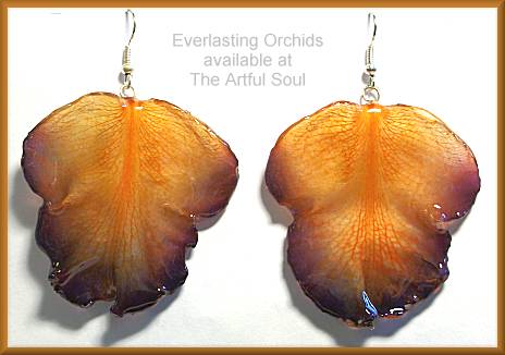 Orange Cattleya Orchid Petals Earrings