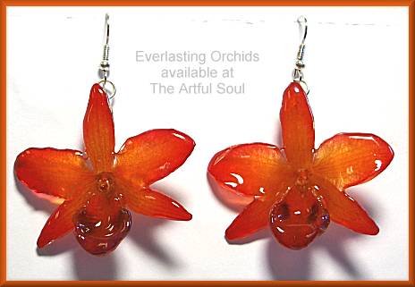 Orange Petite Dendrobium Parishii Orchid Earrings