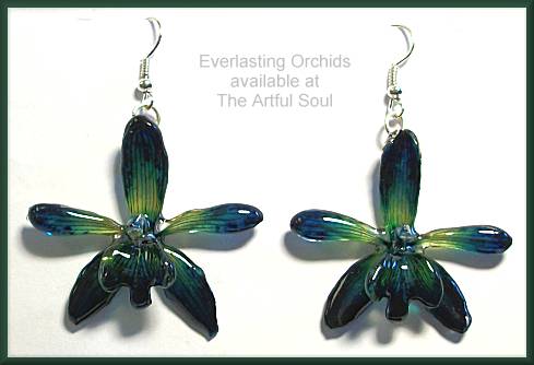 Teal Petite Grammatophirum Orchid Earrings
