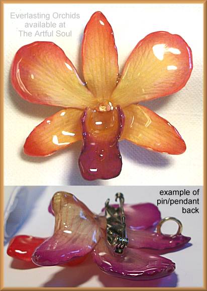 Dendrobium Golden Peach Orchid Pin/Pendant