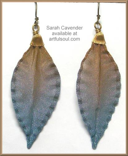 Sarah Cavender Bronze/Teal Orchid Petal Earrings