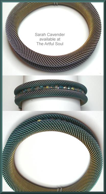 Cavender Curled Bead Channel Bangle Amethyst/Aqua