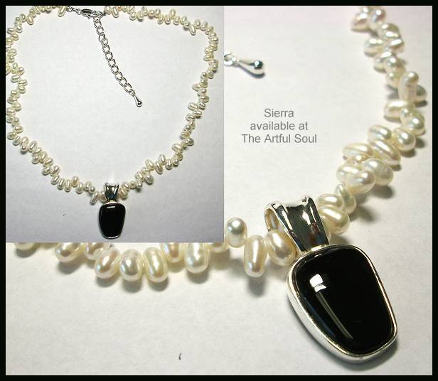 Sierra SS/Pearl Black Onyx Necklace