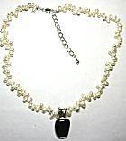 Sierra SS/Pearl Black Onyx Necklace