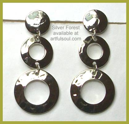 Silver Forest Rings on Post Earrings