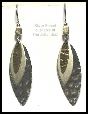 Silver Forest Textured Trio Earrings
