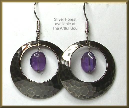 Silver Forest Encircled Amethyst Earrings
